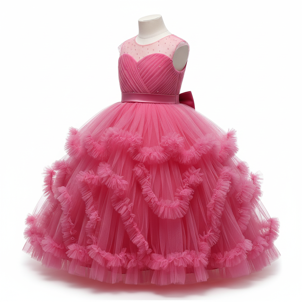 Robe princesse fille 1-13 ans rose framboise MODA DORA