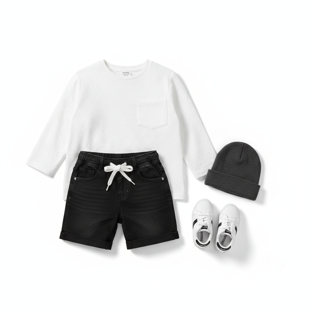 Ensemble garçon 1-5 ans blanc noir short MODA DORA