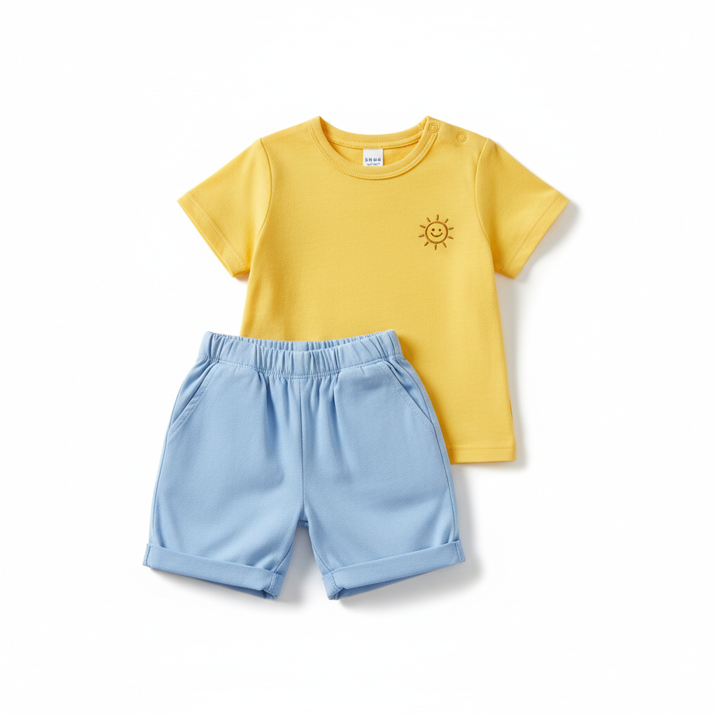 Ensemble garçon 0-12 mois jaune bleu short MODA DORA