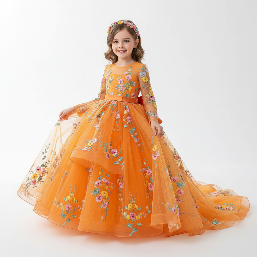 Robe princesse fille 1-13 ans orange MODA DORA