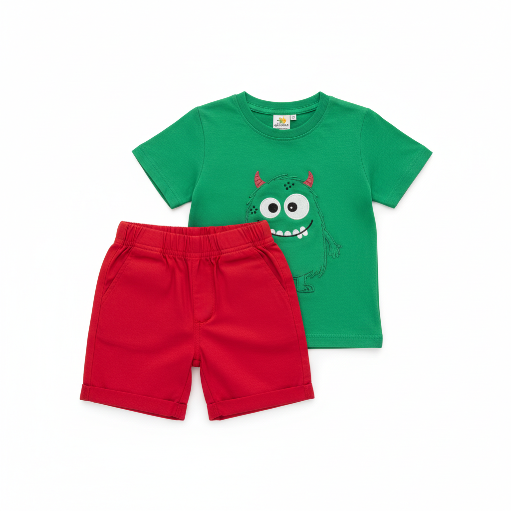 Ensemble garçon 1-5 ans vert rouge short MODA DORA