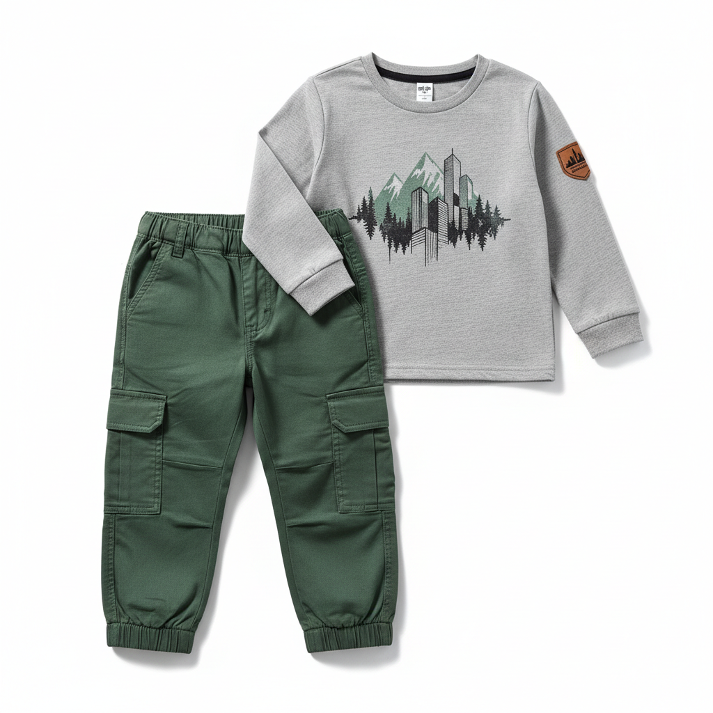 Ensemble garçon 6-13 ans gris vert MODA DORA