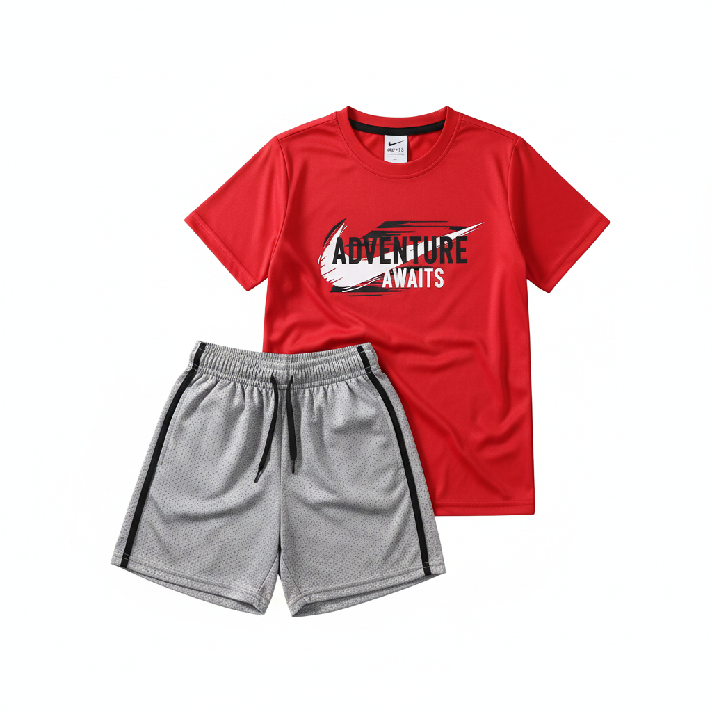 Ensemble garçon 6-13 ans rouge gris short MODA DORA